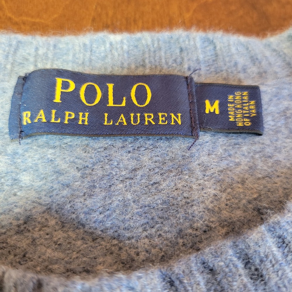 Polo Ralph Lauren Sweater Womens Medium Blue Merino Wool Cashmere Crewneck - Picture 4 of 14